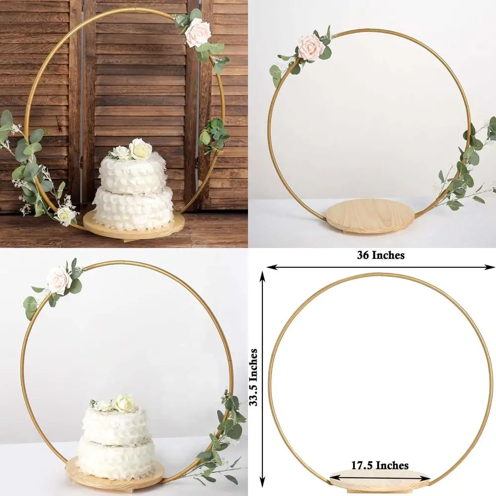 

Round Metal Wedding Arch Cake Stand with Floral Centerpieces Display, 33
