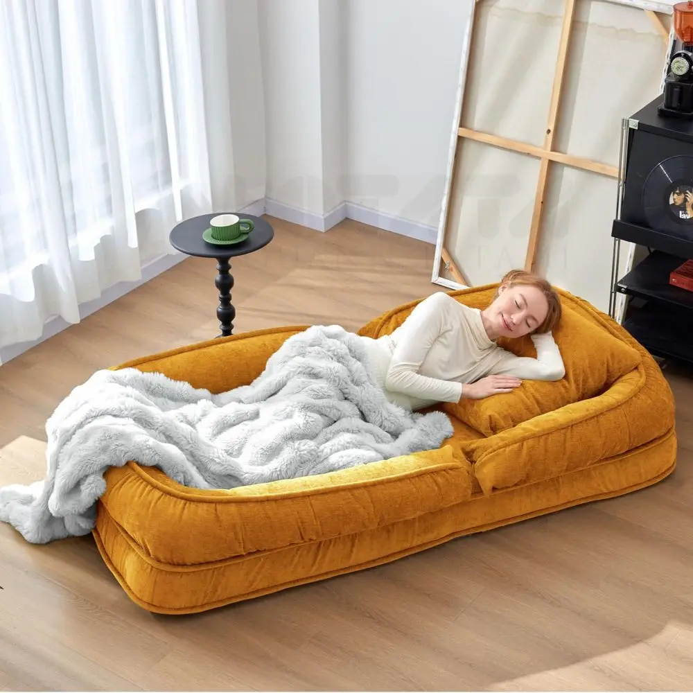 Foldable Lazy Sofa Bed Floor Chair Adjustable Human Dog Bed for Adults Kids Floor Seats Cozy Small Couch for Home Living Room Y - view 3