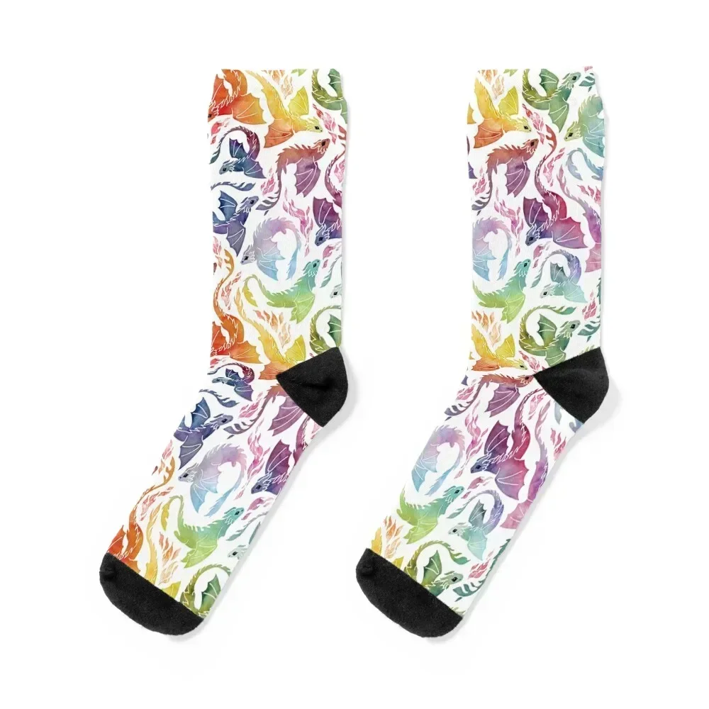 

Dragon fire rainbow Socks basketball short golf Male Socks Women's