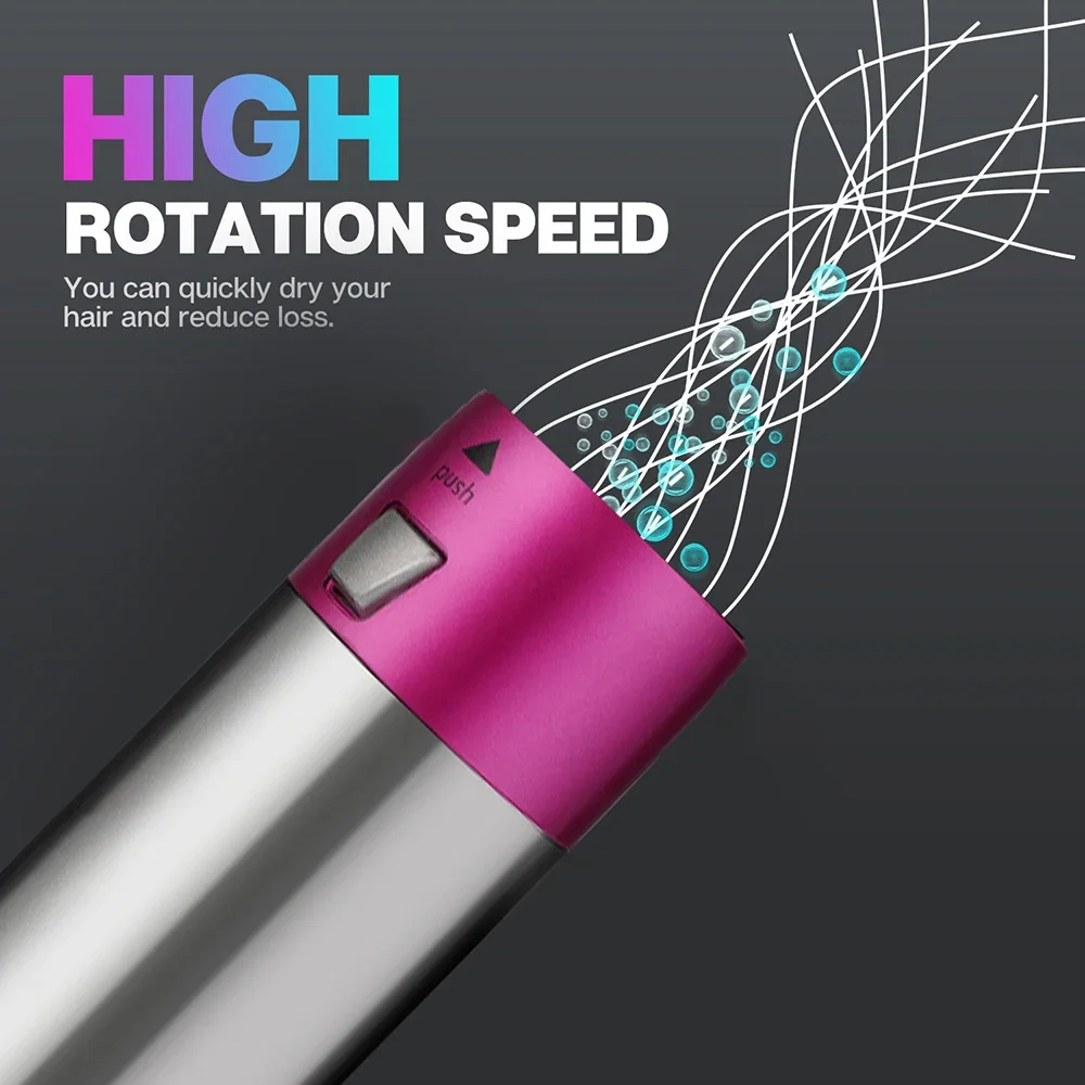 Electric Hair Dryer Brush One Step 5 Head Replaceable Hot  Air Comb Power Straightener Curly Blower 3 Heat Setting Anti Scalding