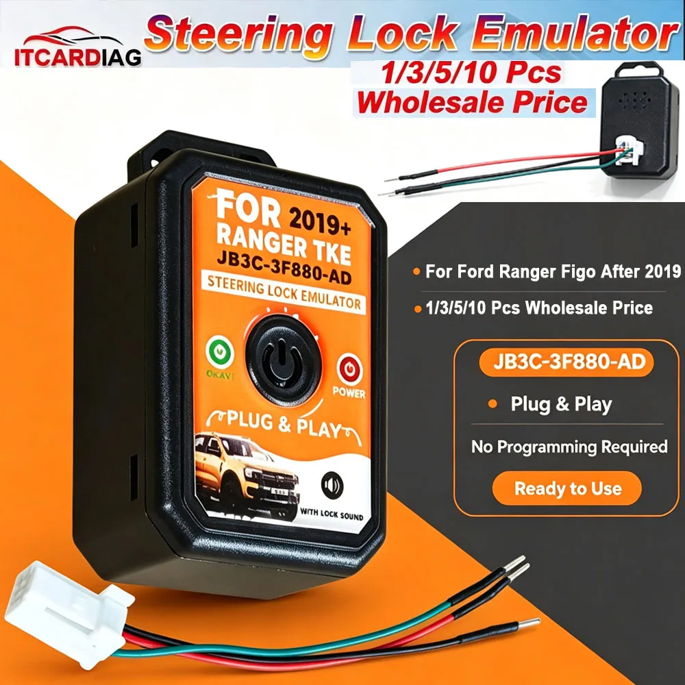 For Ford Ranger Figo After 2019 Steering Lock Emulator Compatible No: JB3C-3F880-AD with Lock Sound Plug & Play