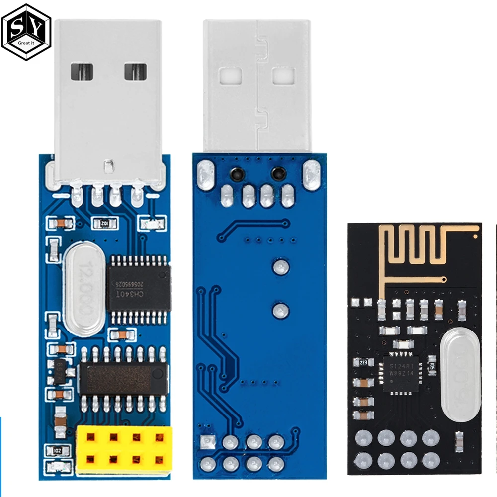 CH340T USB to Serial Port Adapter Board + 2.4G NRF24L01+ Wireless Module For Arduino