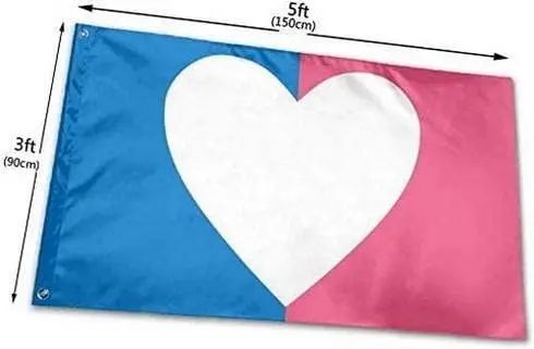 Flagnshow 100% Polyester Heterosexual Love Heart Pride Flag