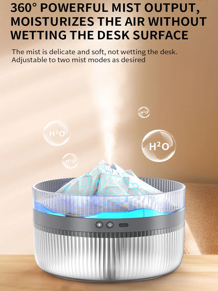 Air Humidifier Aroma Diffuser 1L Purifier Volcanic iceberg Night Light USB Ultrasonic Cool Mist Sprayer Essential Oil Fragrance