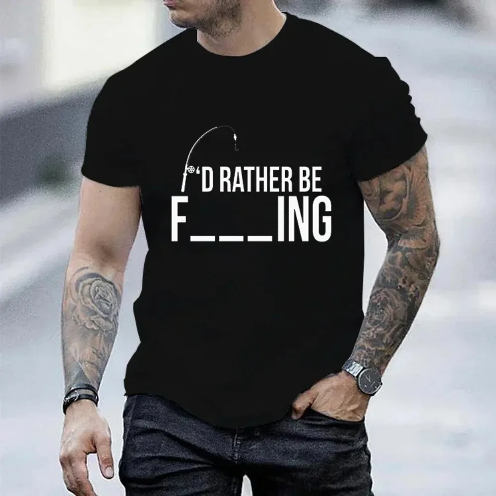 I'd Rather Be Fishing Funny Fisherman Design T Shirt for Men Funny Tshirt Men Tops Harajuku Tees Shirt for Male T-shirt Clothes