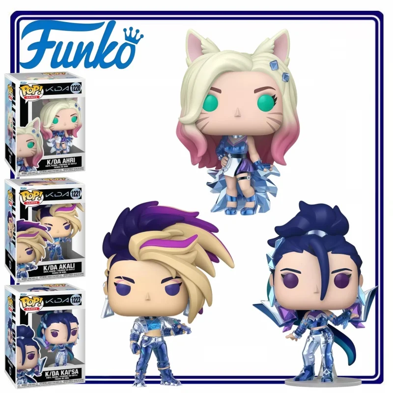 Licensed Funko POP LOL KDA Ahri Akali Kai'Sa Vinyl Collectible Birthday Souvenir Holiday Shelf Desktop Room Display Decor Gift
