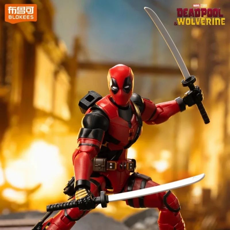 Original blokees deadpool wolverine figura de ação marvel super-herói deadpool montar estatueta modelo decoração anime brinquedo colecionável