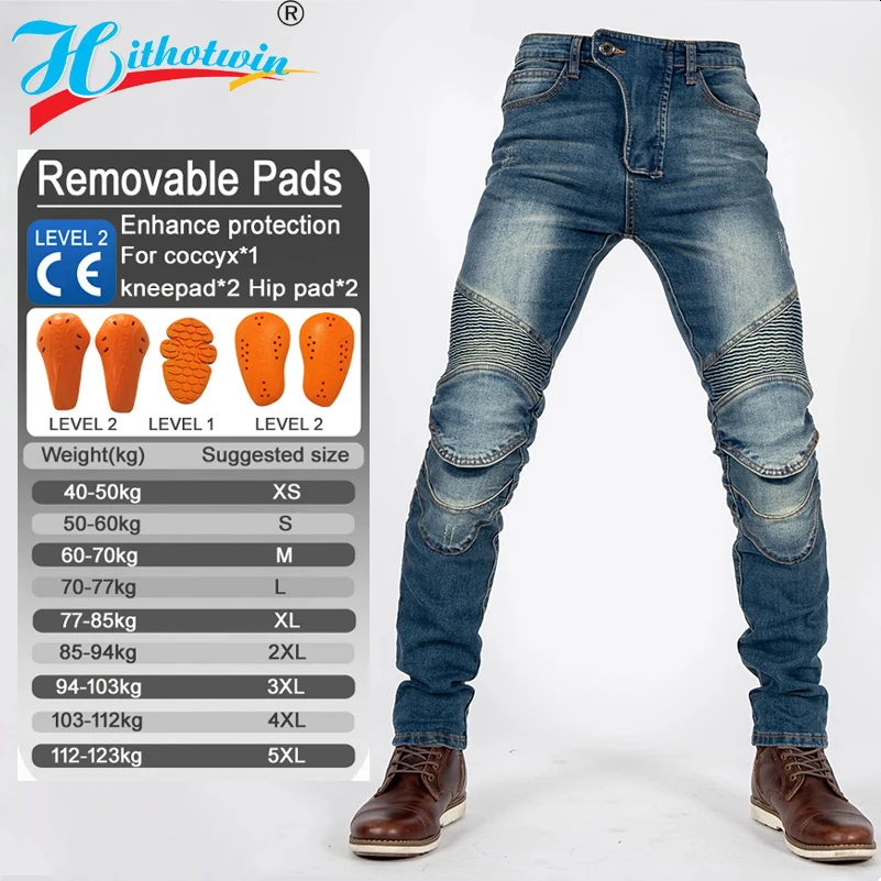 Motorcycle Pants Slim Fit Anti Slip Denim Jeans All Season Racing Riding Pants for Men Women