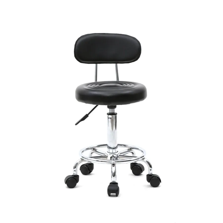 

Round Shape Adjustable Salon Stool with Back and Line Black