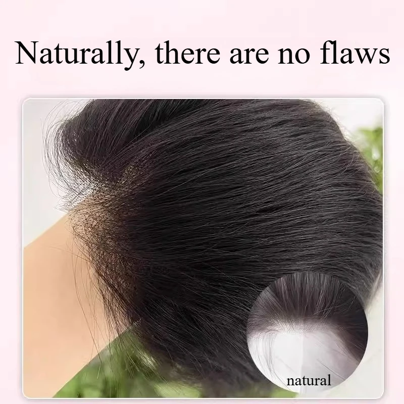 Peças de peruca superior para mulheres fechamento sintético casual levantamento de cabelo tecido à mão renda meio divisão franja para substituição de cabelo