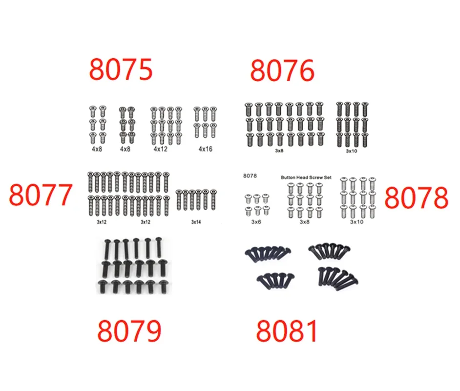 

Rc Car Accessories 1/7 ZD Racing DBX07 Parts 8075 8076 8077 8078 8079 8081 Screw Set