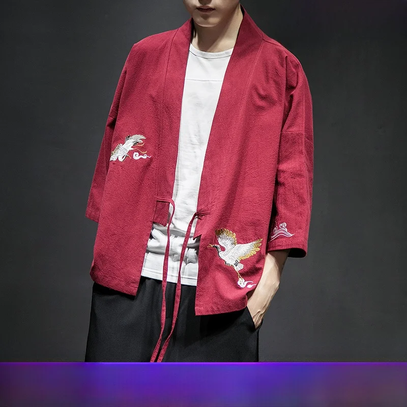 

Men's Summer Thin Cotton Linen Loose Open Cardigan Outerwear Hanfu Traditional Chinese Clothing Lightweight Sun Protection Robe