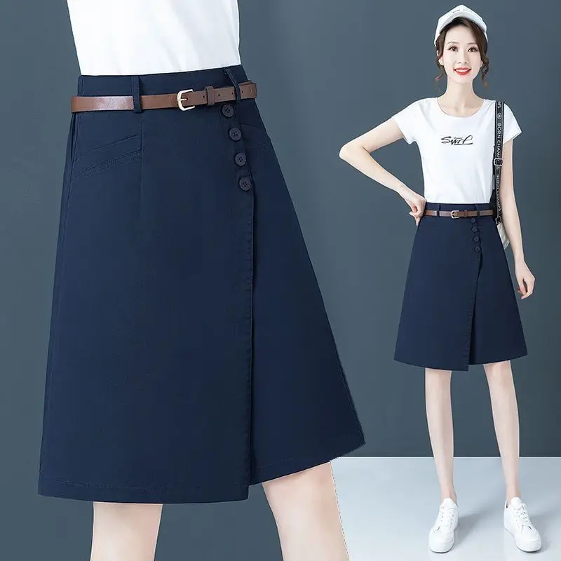 Half-length Pants Ladies Summer Thin High Waist Wide-leg Short Trousers New Plus Size Casual Loose Fake Two-piece Skirts Culotte