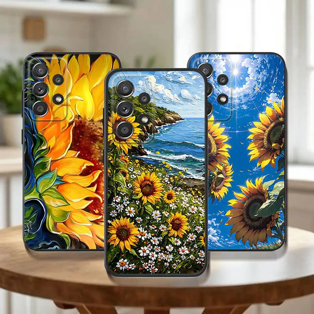 

Sunflowers Printed Matte Phone Case For Samsung Galaxy A73,31,32,72,41,53,52,71,22,5G,Note,J7,8,9 Soft Black Cover