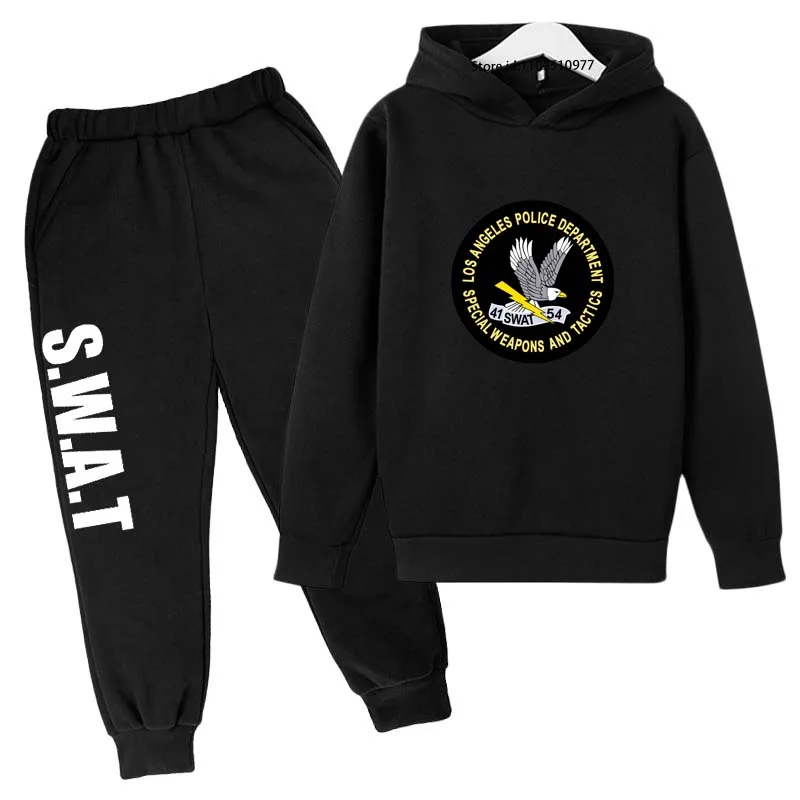 

Kids Autumn Spring Police S.W.A.T Print Casual Tracksuits Boys Girls Fashion 2pcs Hoodie+Pants Suit Children Outfits Clothes Set