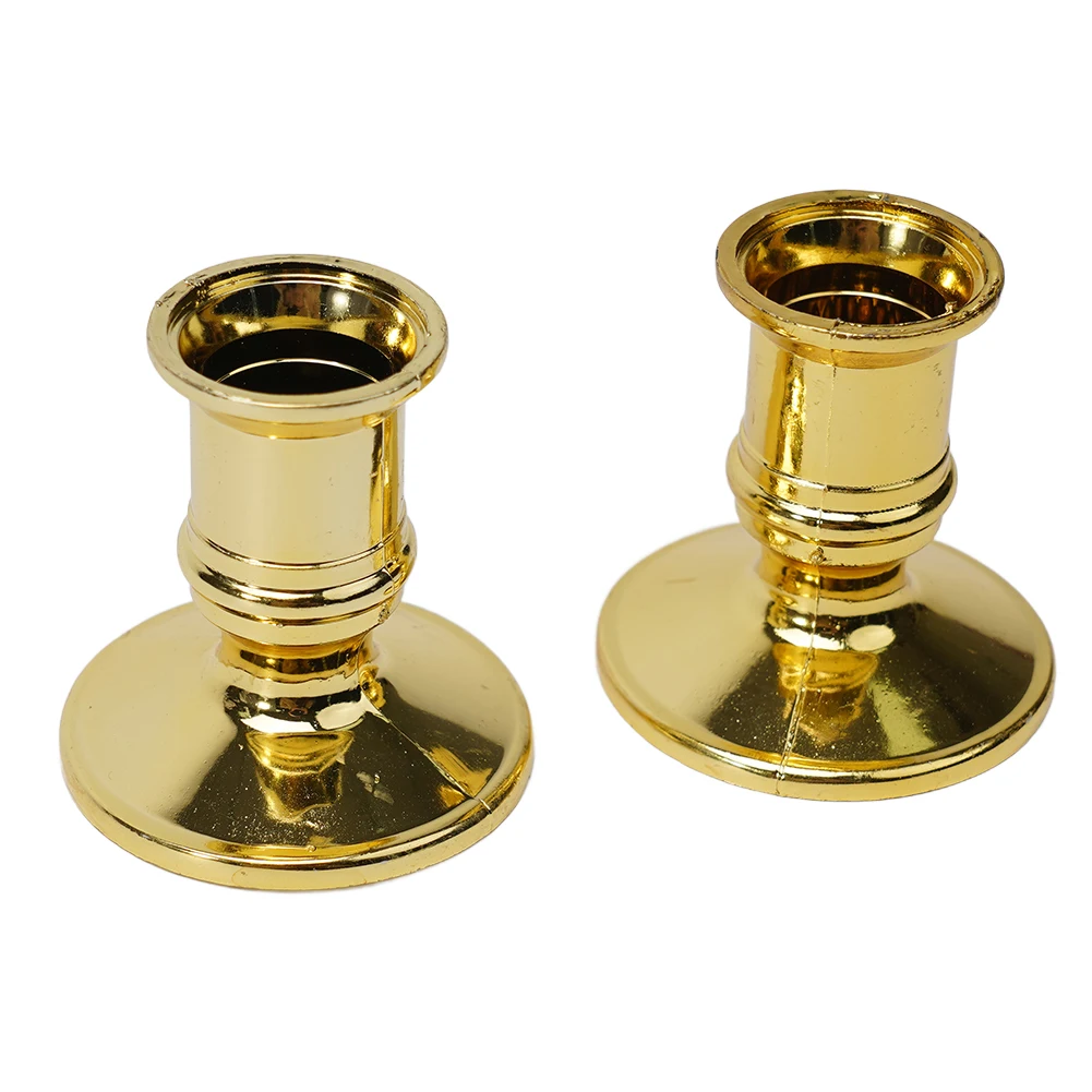 2pcs Plastic Candle Base Traditional Shape Taper Electronic Candles Holders Candlestick Dinner Home Decor Silver Gold Plastic