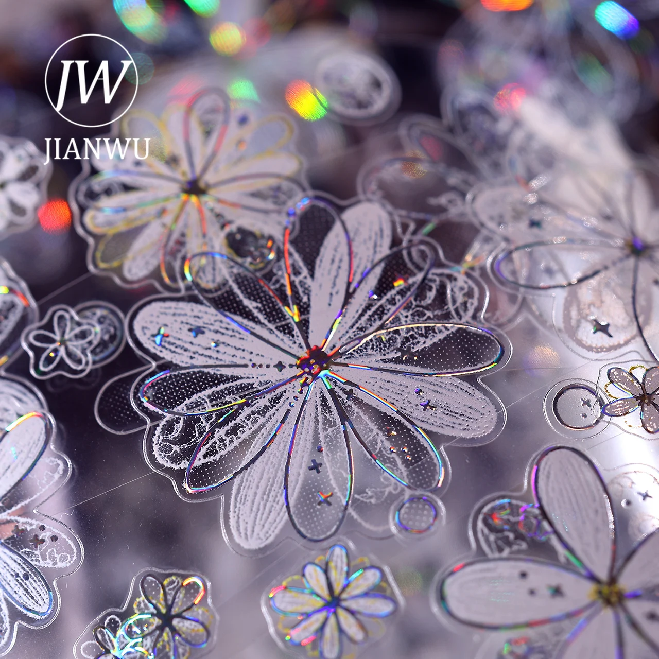 

JIANWU 45mm*6m Vintage White Flower Landscape Material Collage Scrapbook PET Tape Creative DIY Journal Stationery