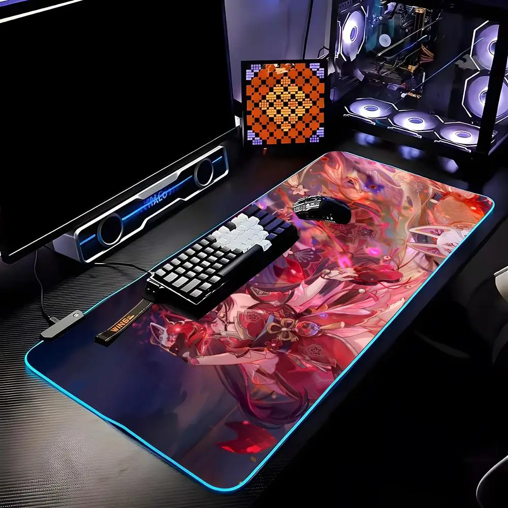 

H-honkai Star Rail Sparkle Varmilo Mouse Pad RGB HD Mousepad Pad Rug Desk Mat Computer Gaming PC Accessories Rubber Keyboard LE