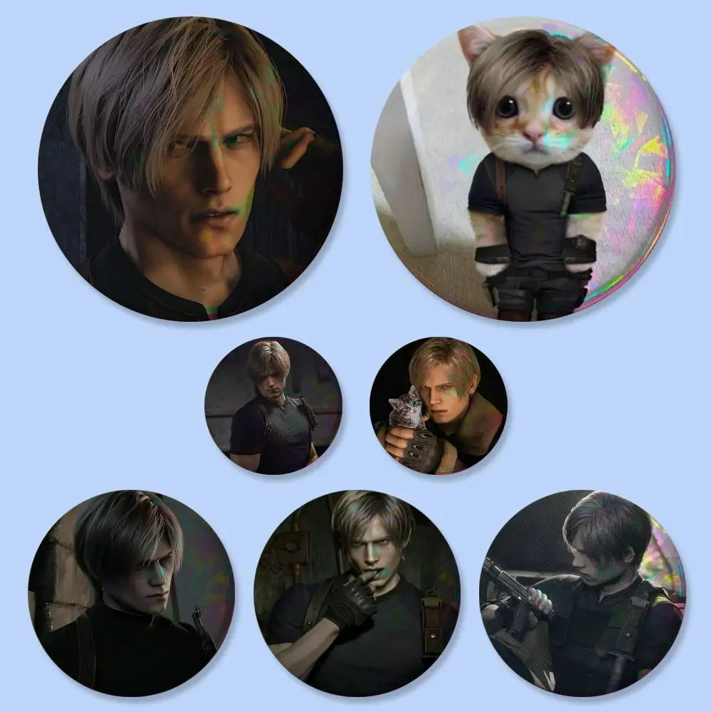 1pc Game Resident Evil Cartoon Leon Kennedy Badges Button Round Creative Pin Brooch Badge Bag Decor Fans Collect Friends Gifts