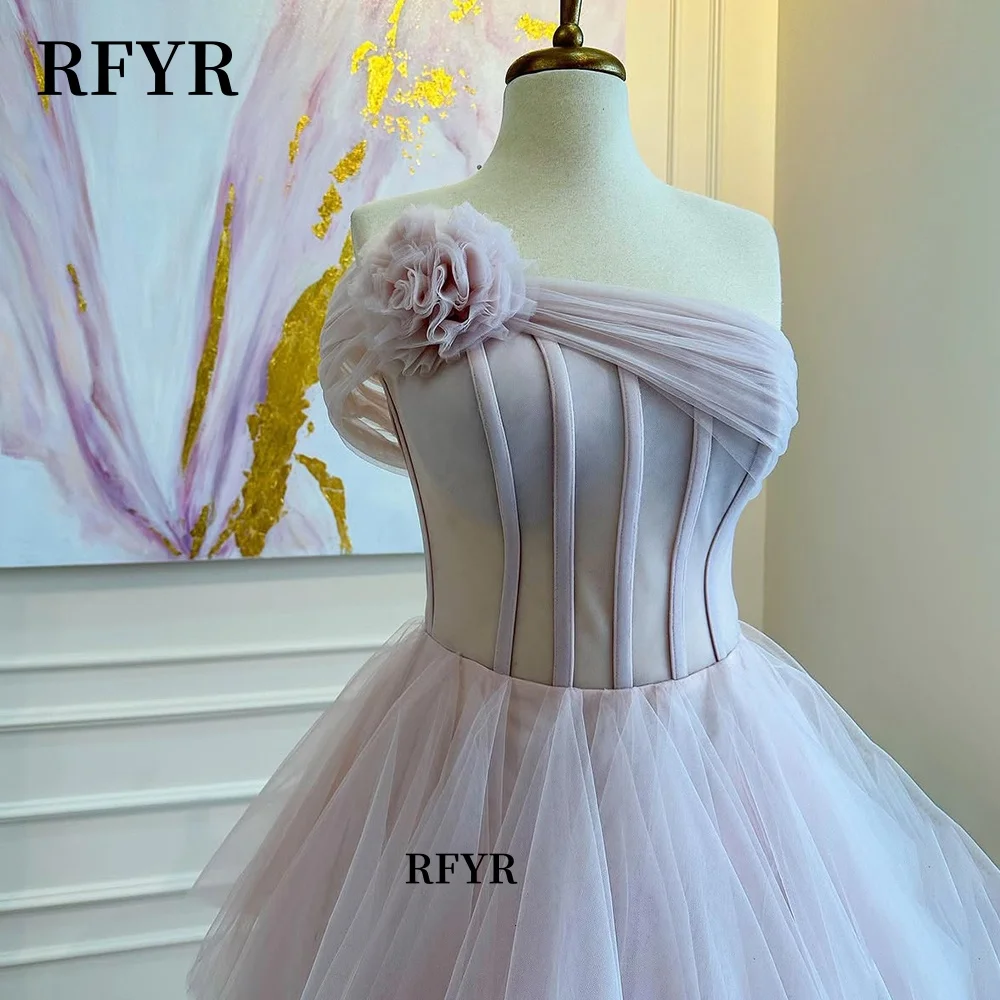 RFYR A Line Evening Dresses One Shoulder Women Prom Dress Fish Bones Tiered Layers Formal Gowns فساتين مناسبة رسمية Customized