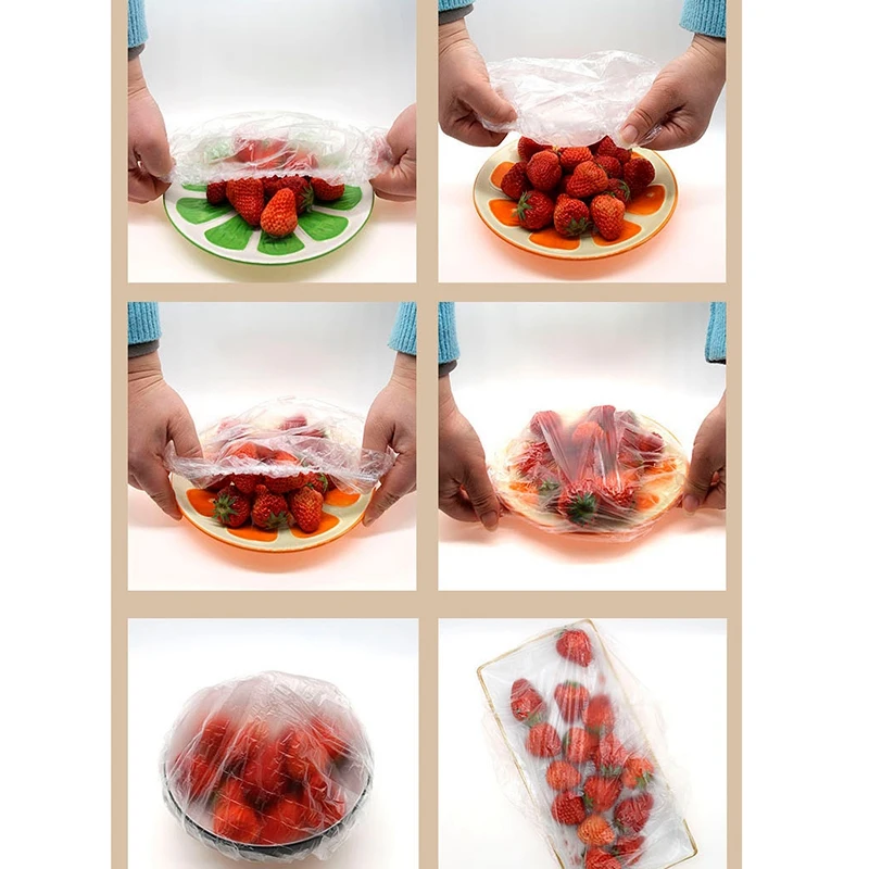 100Pcs Reusable Food Keep Fresh Storage Covers Elastic Clear Bowl Covers Dish Plastic Covers for Family Outdoor Picnic