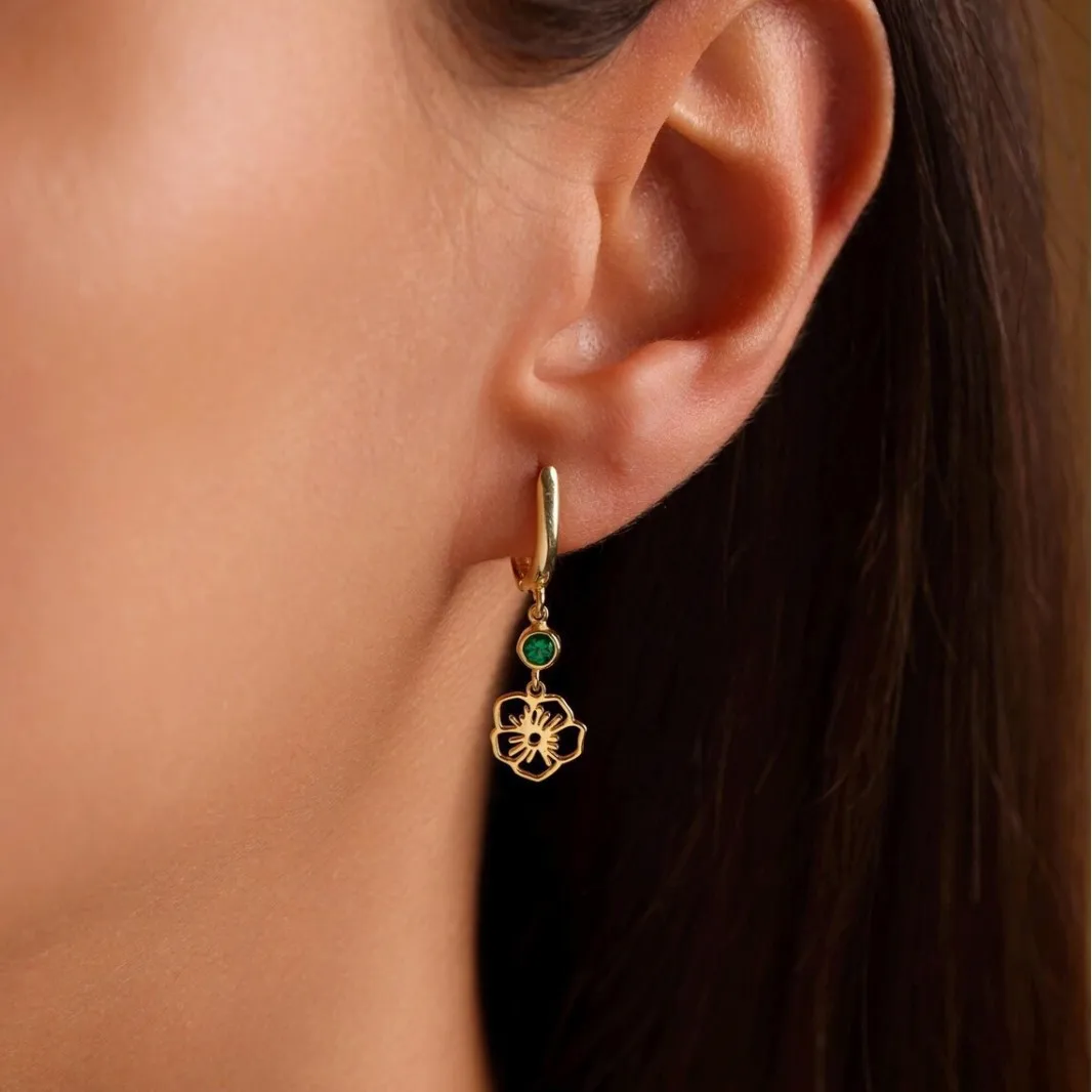 DOREMI Personalized Horseshoe Earrings, Custom Birthstone & Birth Flower, Dainty Jewelry for Women, Ideal Gift Earrings