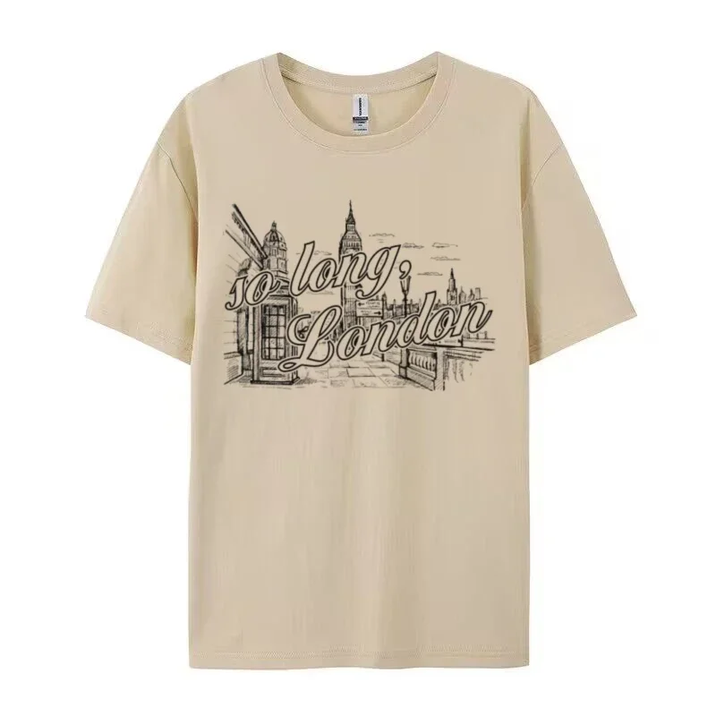여성용 반팔 팬덤 티셔츠, 너무 긴 런던 빈티지 티셔츠, 트렌디하고 귀여운 음악 콘서트 티셔츠, 레트로 패션 상의
