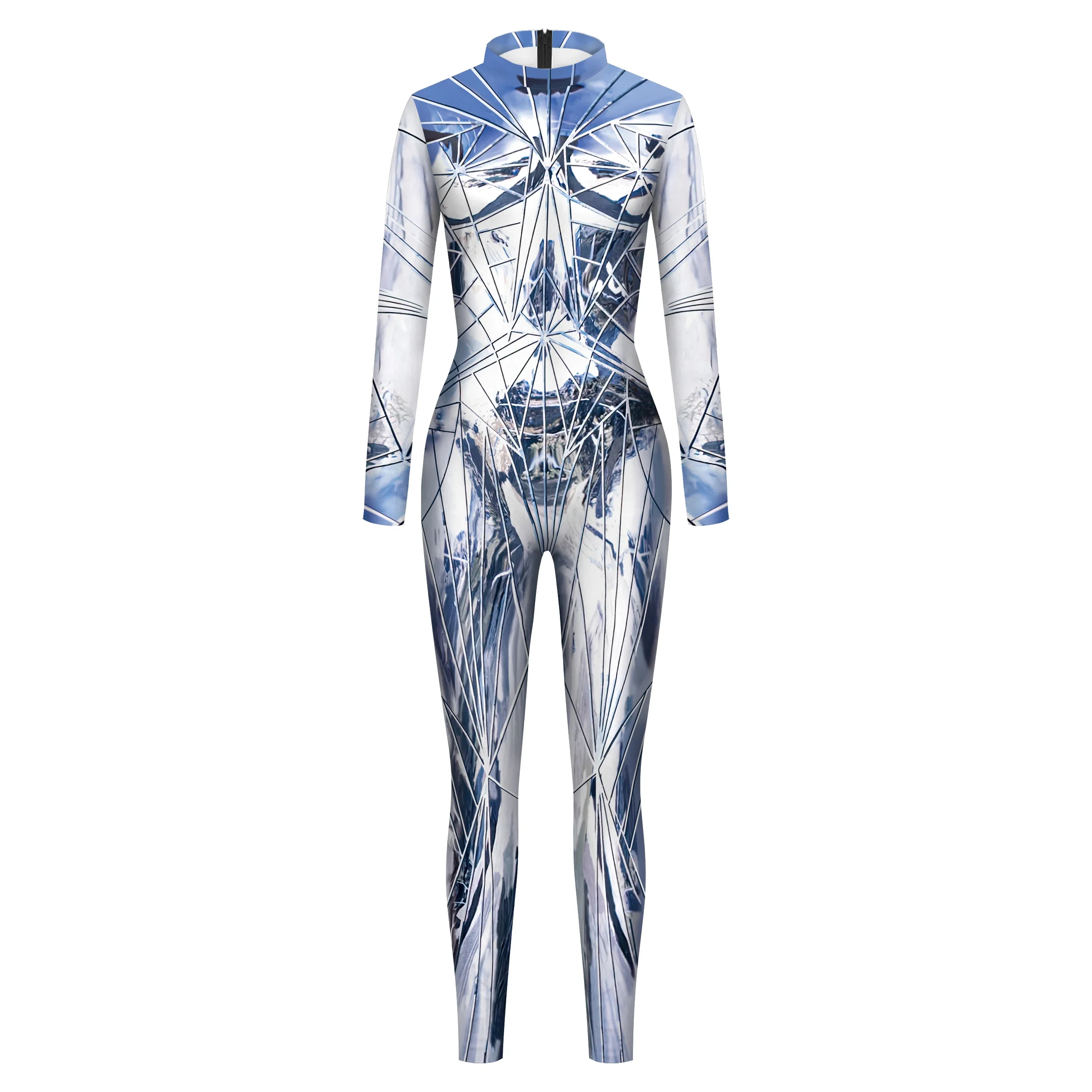 Costume de batterie de carnaval 3D pour hommes et femmes, impression de fragment de verre, combinaison mince, costume de fête Zentai, tenue de paupières Cosplay, Monos Mujer