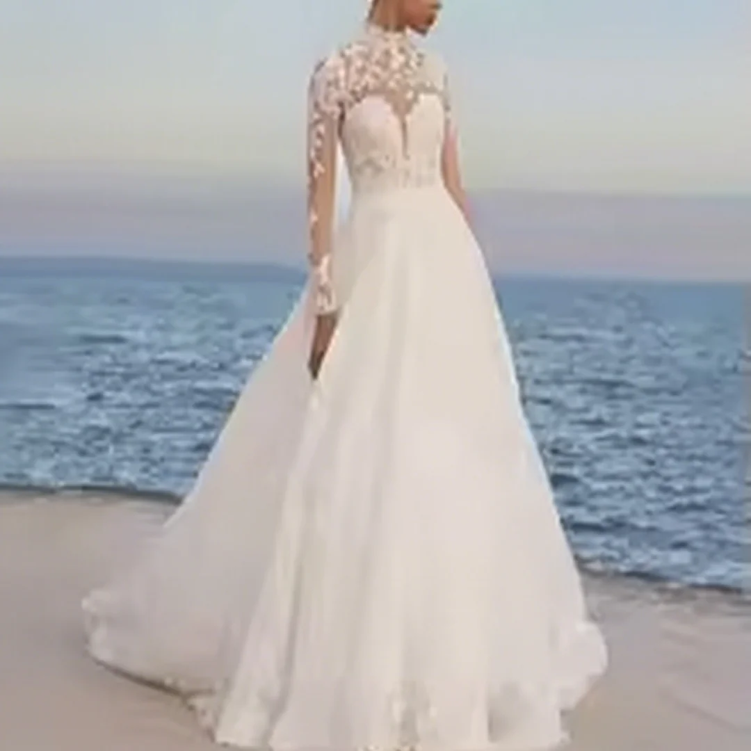 

Customized floral lace A-line wedding dress, bridal wedding dress formal evening dresses birthday party prom gowns for women