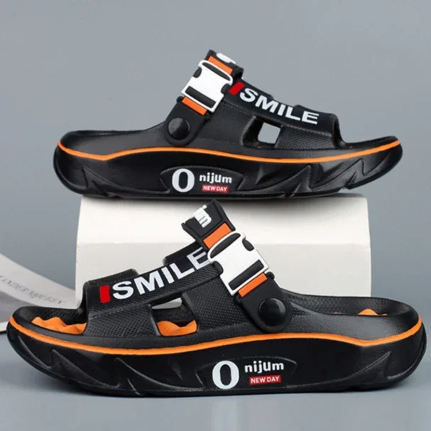

2025 New Summer Men's Slippers Fashion Off Wear Non Slip Beach Sandals Thick Bottom Comfortable Non Slip Casual Slippers