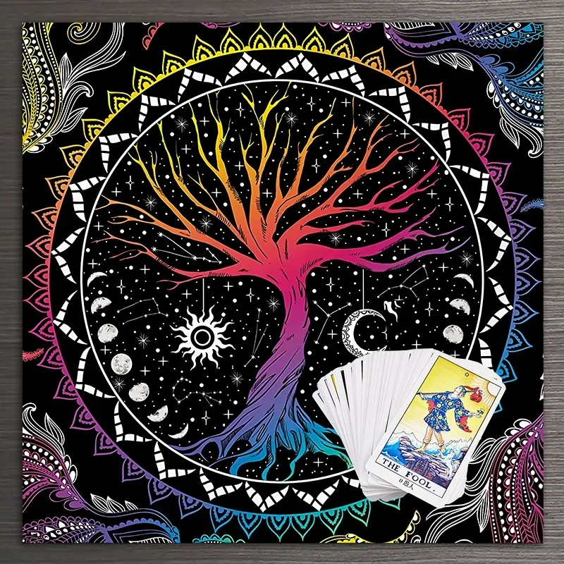 Tree Of Life Tarot Tablecloth Triple Moon Altar Cloth Oracle Tarot Card Pad sun moon Divination Witchcraft Astrology Supplies