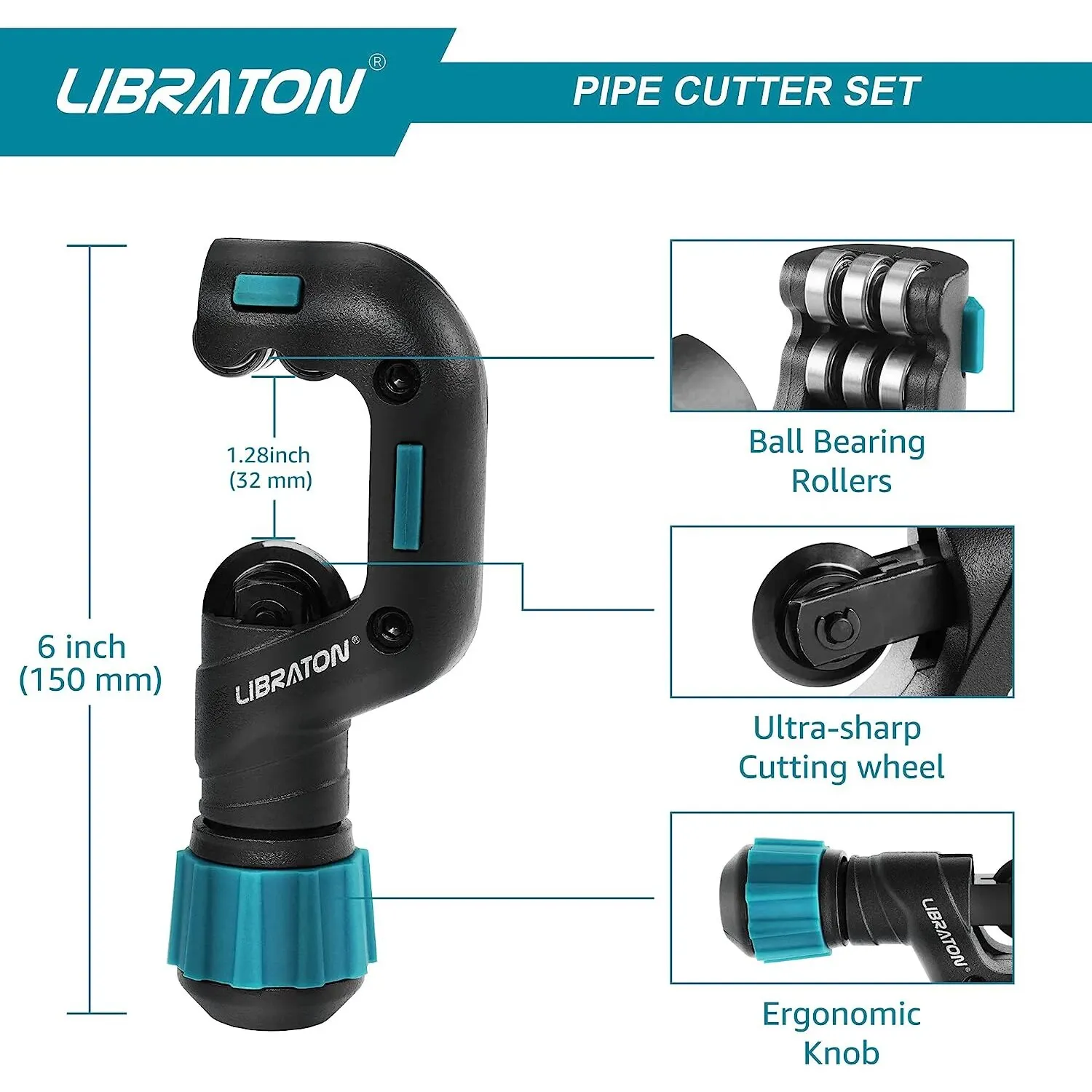 Libraton 2PCS Pipe Cutter 4 to 32mm Tube Cutter with Deburring Tool Copper Cutter Pipe Cutter Tool for Thin Stainless Steel Tube