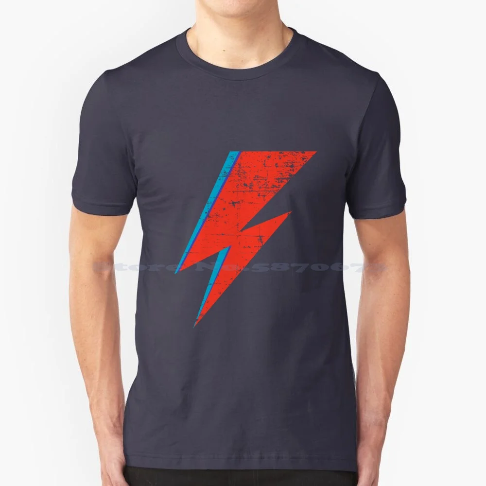 Lightning Bolt Bowie T Shirt 100% Cotton Tee Lightning Bolt Bowie David Heroes Ziggy Bolts