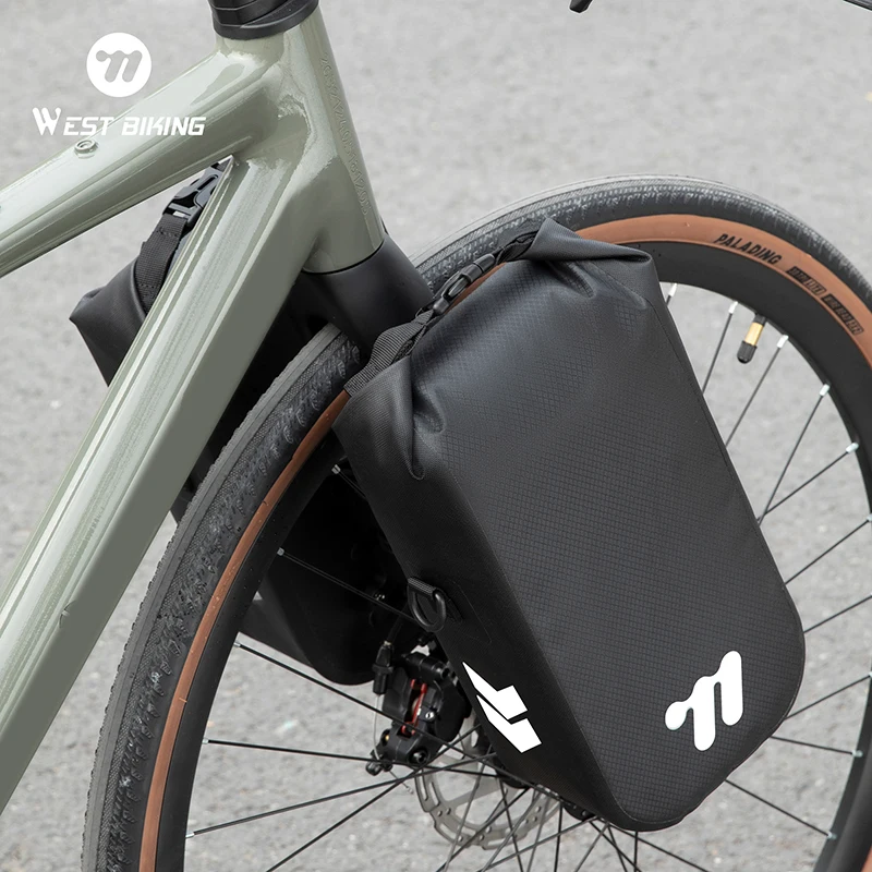 

WEST BIKING Bike Front Fork Bag Quick Release Waterproof For Mtb Road Bike Bikepacking Cycling Storage Bag 5.5L Large Capacity