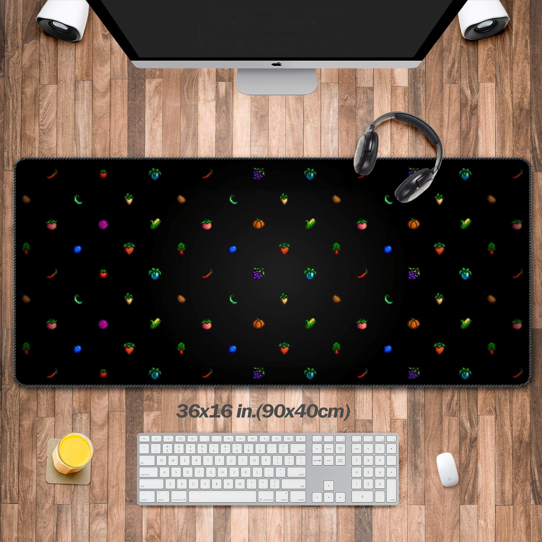 Digital Valley Desk Mat, Stardew Gaming Mouse Pad, Vintage Gamer Desk Mat, Retrowave Desk Decor, Computer Mat with Keyboard