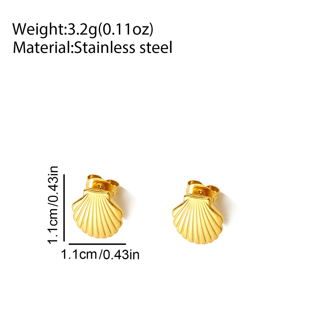 Stainless Steel Earrings Delicate Vintage Premium Sea Life Collection Shell Earrings For Women Jewelry Beach Vacation Wear