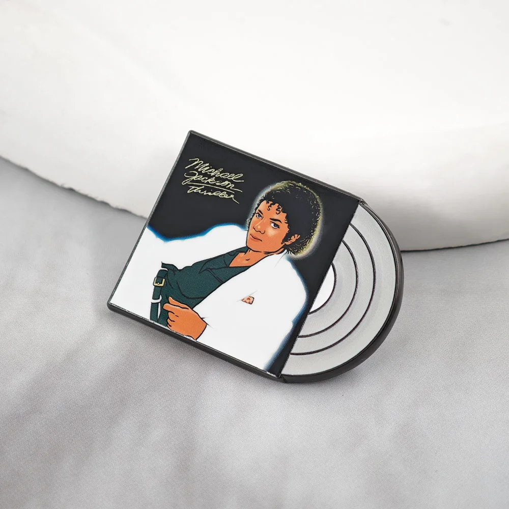 A-Michael J-Jackson Thriller Brosche Vinyl-Schallplatte Metall-Abzeichen King of Pop Album Emaille-Pin MJ Musik-Fan-Geschenk – Detail 6