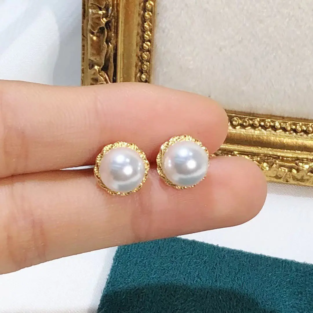 

Wholesale S925 Sterling Silver Earrings Mount Findings Settings Base Mounting Parts Accessory for 6-7mm Pearls 5 pairs/lot