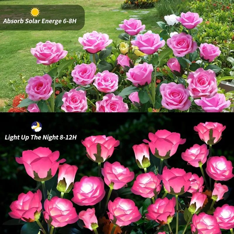 

5 Solar Heads Rose Flower Lights Outdoor Decorative Solar Garden Lights Lawn Lamp for Yard Patio Garden Decor