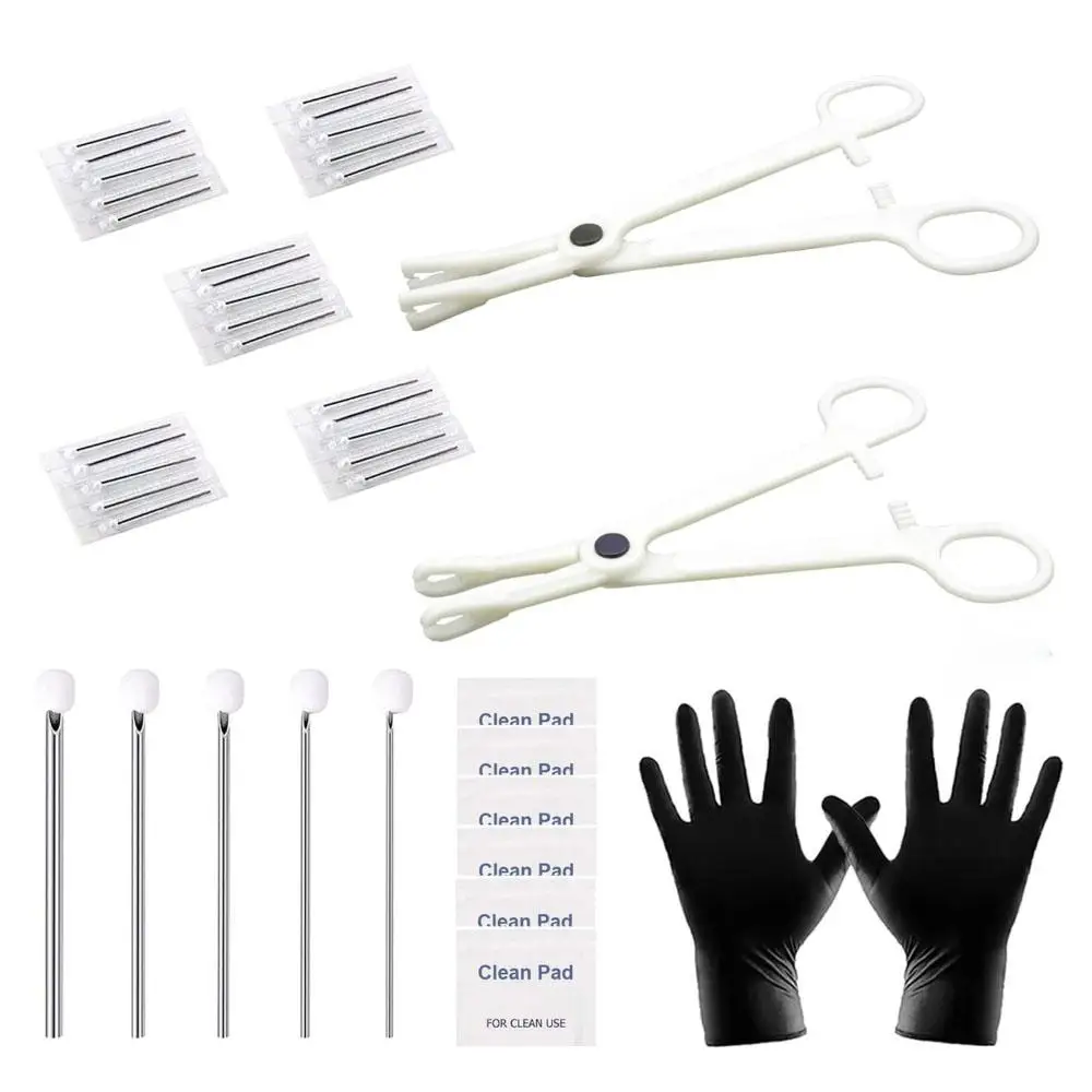 1-35PCS Set Professional Piercing Kit Includeds Mixed 12G 14G 16G 18G 20G Piercing Needles Piercing Clamps Clean Tools Kit
