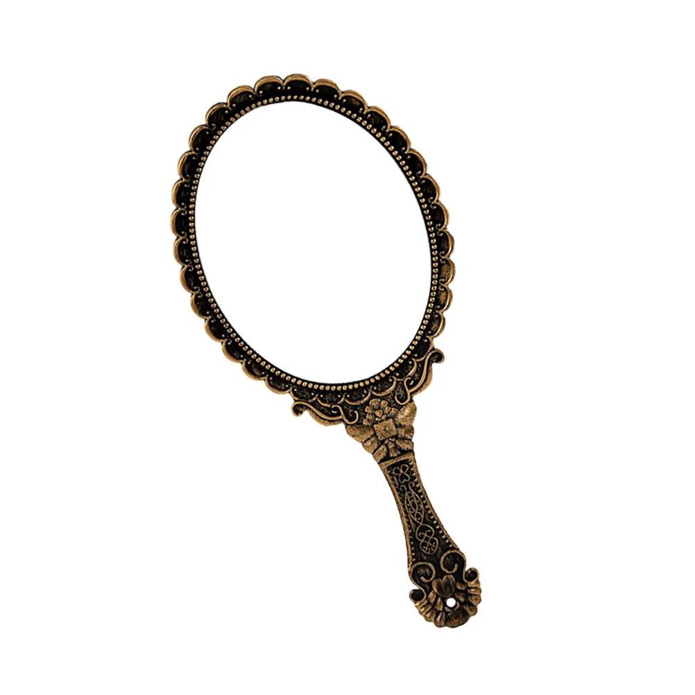 Tragbarer Handspiegel mit Retro-Muster, 25 cm x 12 cm, leicht, exquisites Design für Make-up, Schminktisch, Geschenk für Mädchen