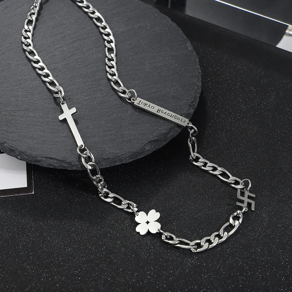 Stainless Steel Silver Color Anime Tokyo Revengers Choker Necklaces for Men Boys Hip Hop Accessories Gifts for Fans