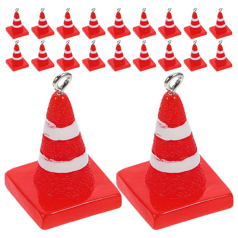 

20Pcs Mini Traffic Cone Pendant Resin Roadblock Charms for DIY Earrings Necklace Keychains Fun Craft Accessories Construction
