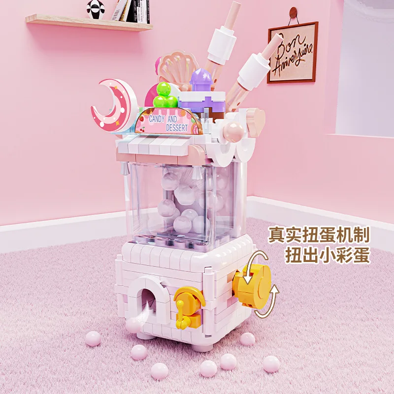 Doce sobremesa gashapon máquina blocos de construção micro partículas brinquedo educativo para meninas diy montagem modelo presente