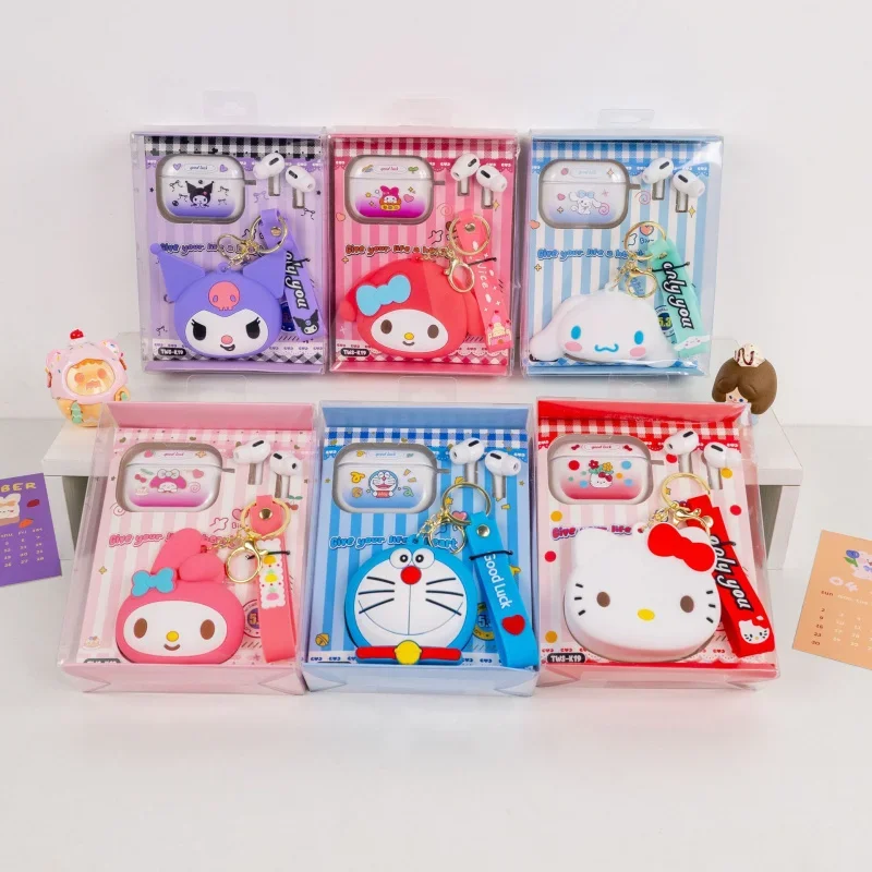 Sanrio หูฟังบลูทูธ HelloKitty Kuromi ไร้สาย TWS หูฟังการ์ตูนชุดหูฟังสําหรับชายหญิงวันเกิดคริสต์มาสของขวัญ