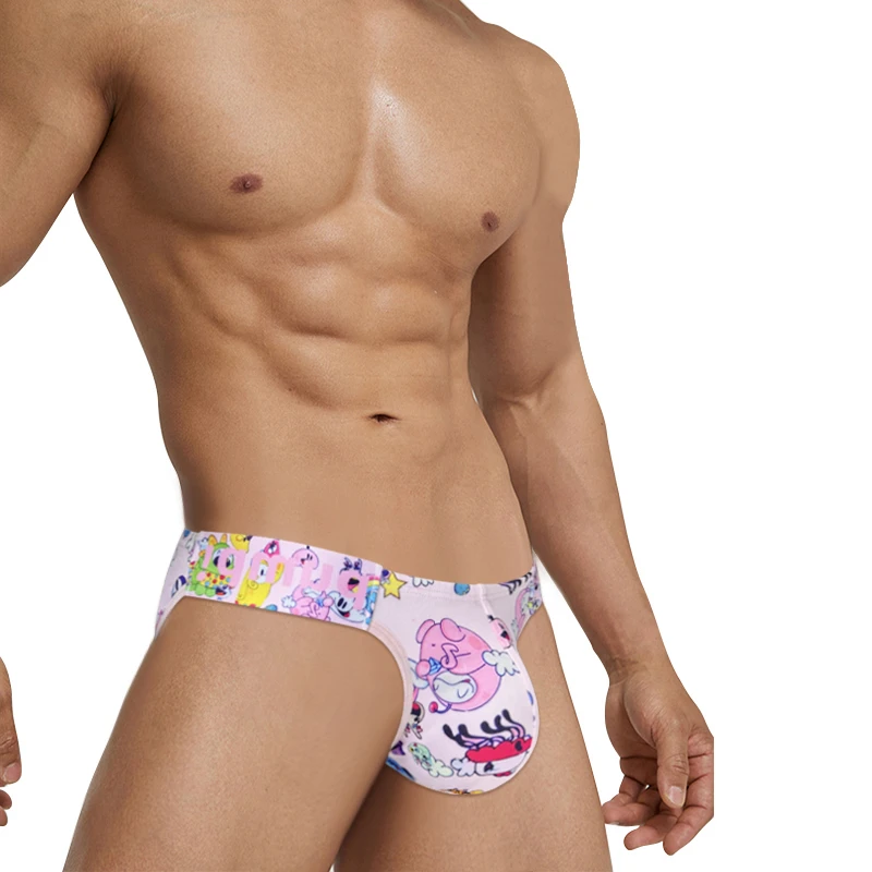 Men Underwear Modal Briefs Sexy Colorful Summer Patterns Bikini Man Anime Belt High Fork Horn Design Underpants Butt Lift MP296