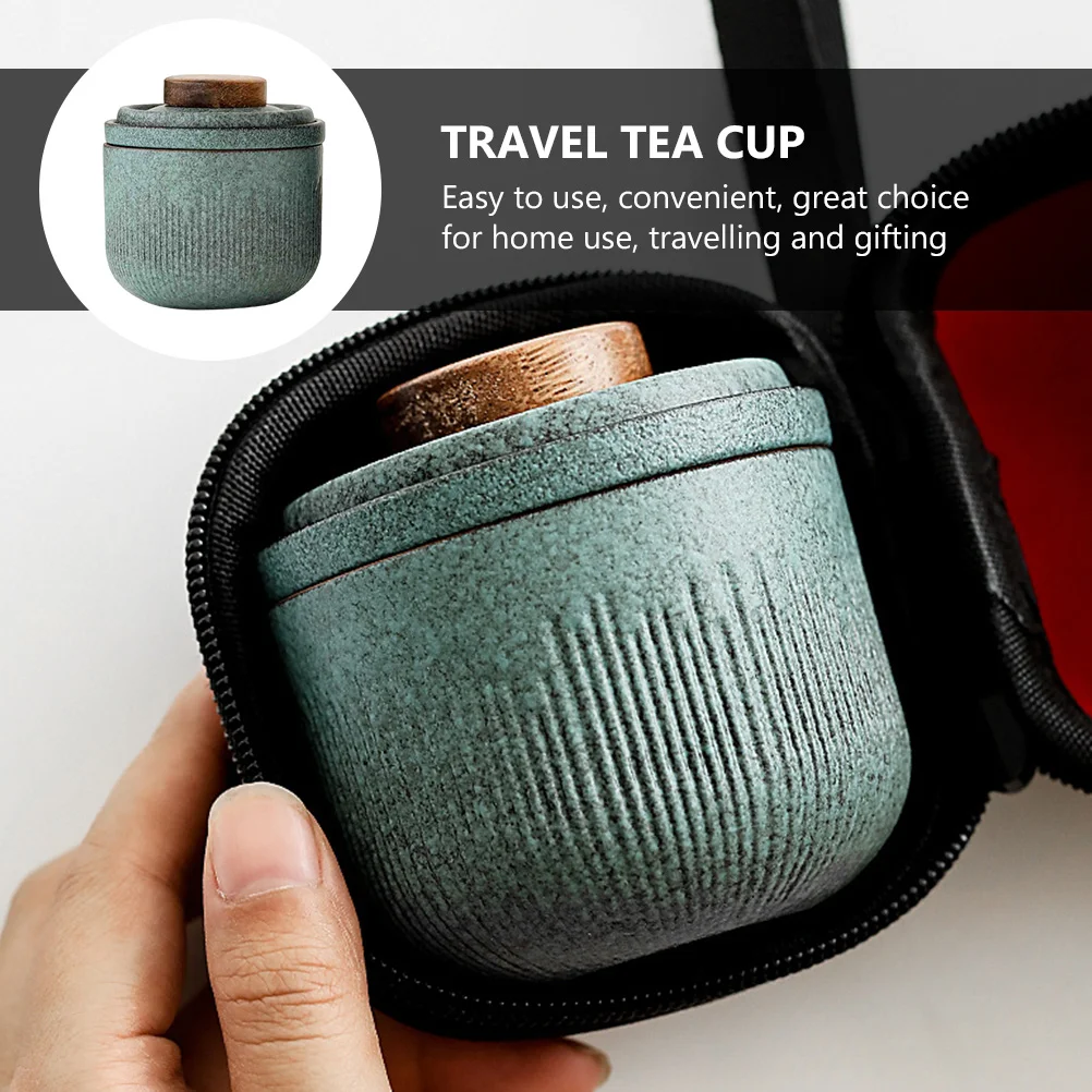 1 Set Ceramic Tea Set Travel Portable Tea Cup Outdoor Tea Ware (Matcha Green) Travel Tea Set Tea Set for Travel