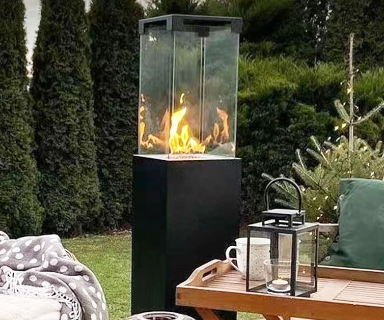 Durable Square Outdoor Propane Fire Pit with Iron and Ceramic Material Attractive Patio Heater Compatible with Natural Gas
