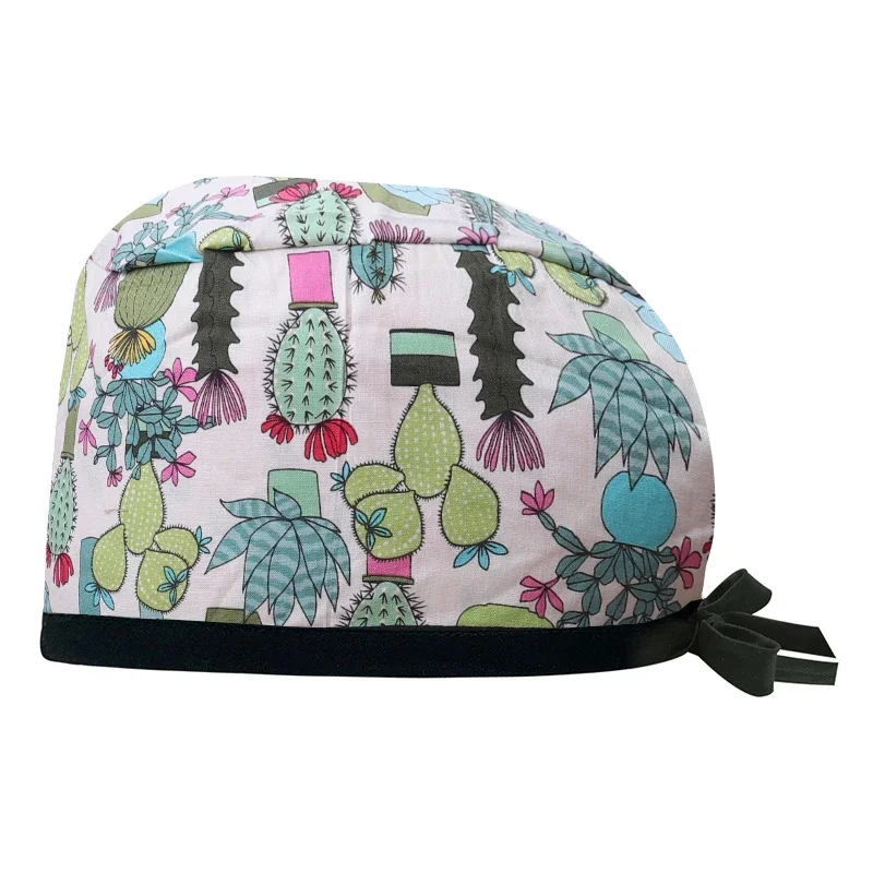 Bonnet d'allaitement 100% coton imprimé dessin animé pour dames, casquette de dentiste, chapeau d'infirmière de clinique pour animaux de compagnie, gIslande de laboratoire, accessoires significatifs