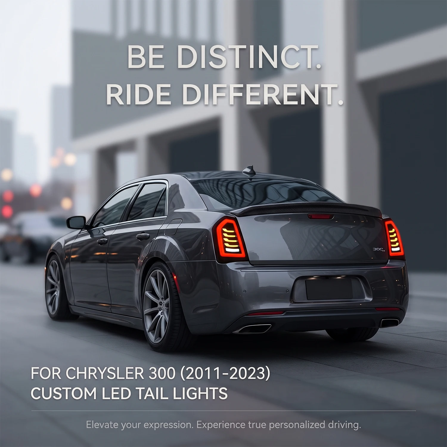 HCMOTIONZ LED Tail Lights for Chrysler 300 300C Lancia Thema 2015-2023 Start-up Animation Sequential Smoked White Guide